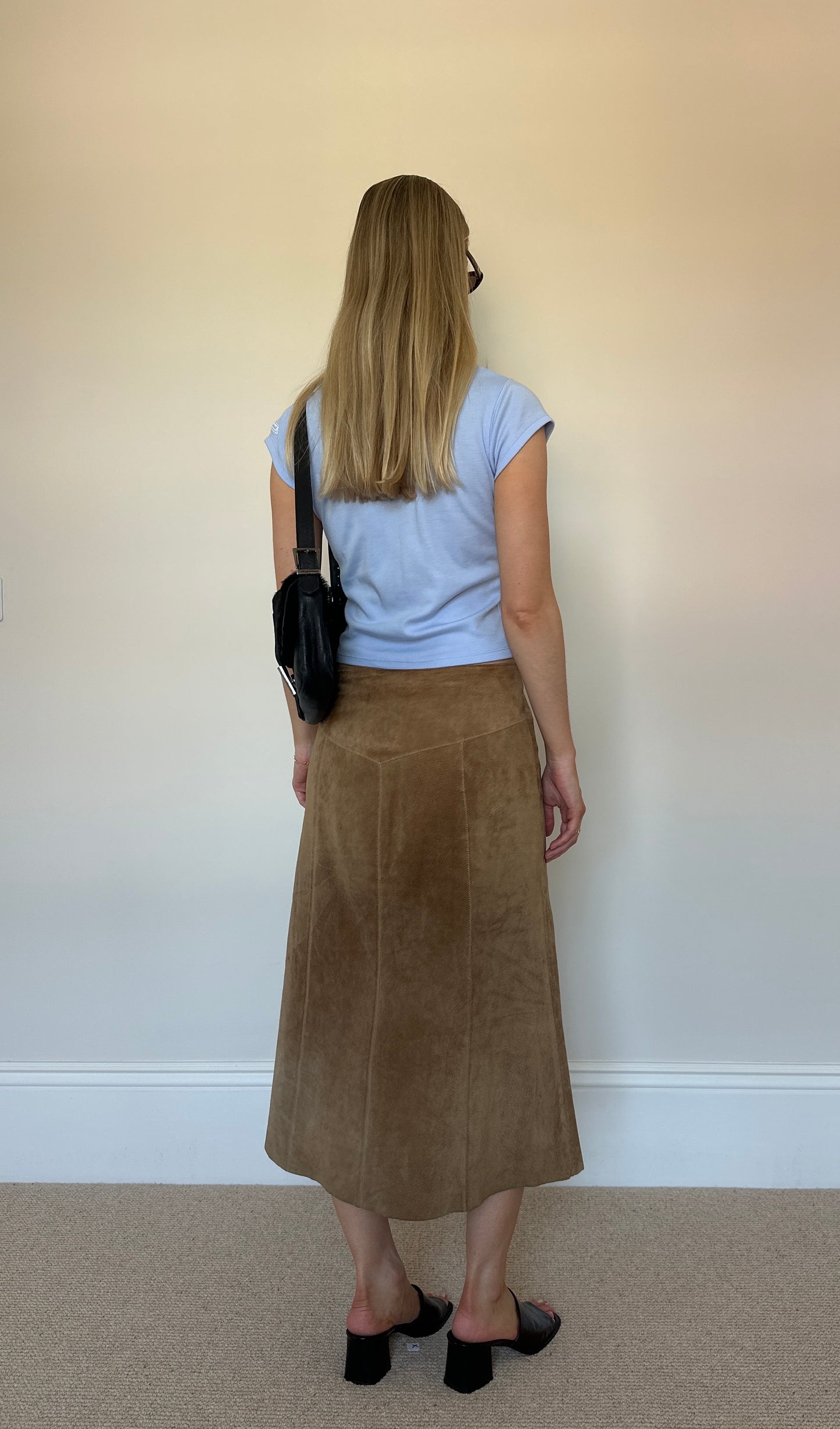 Vintage real suede skirt