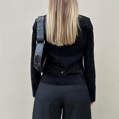 Vintage 00s black suede biker jacket
