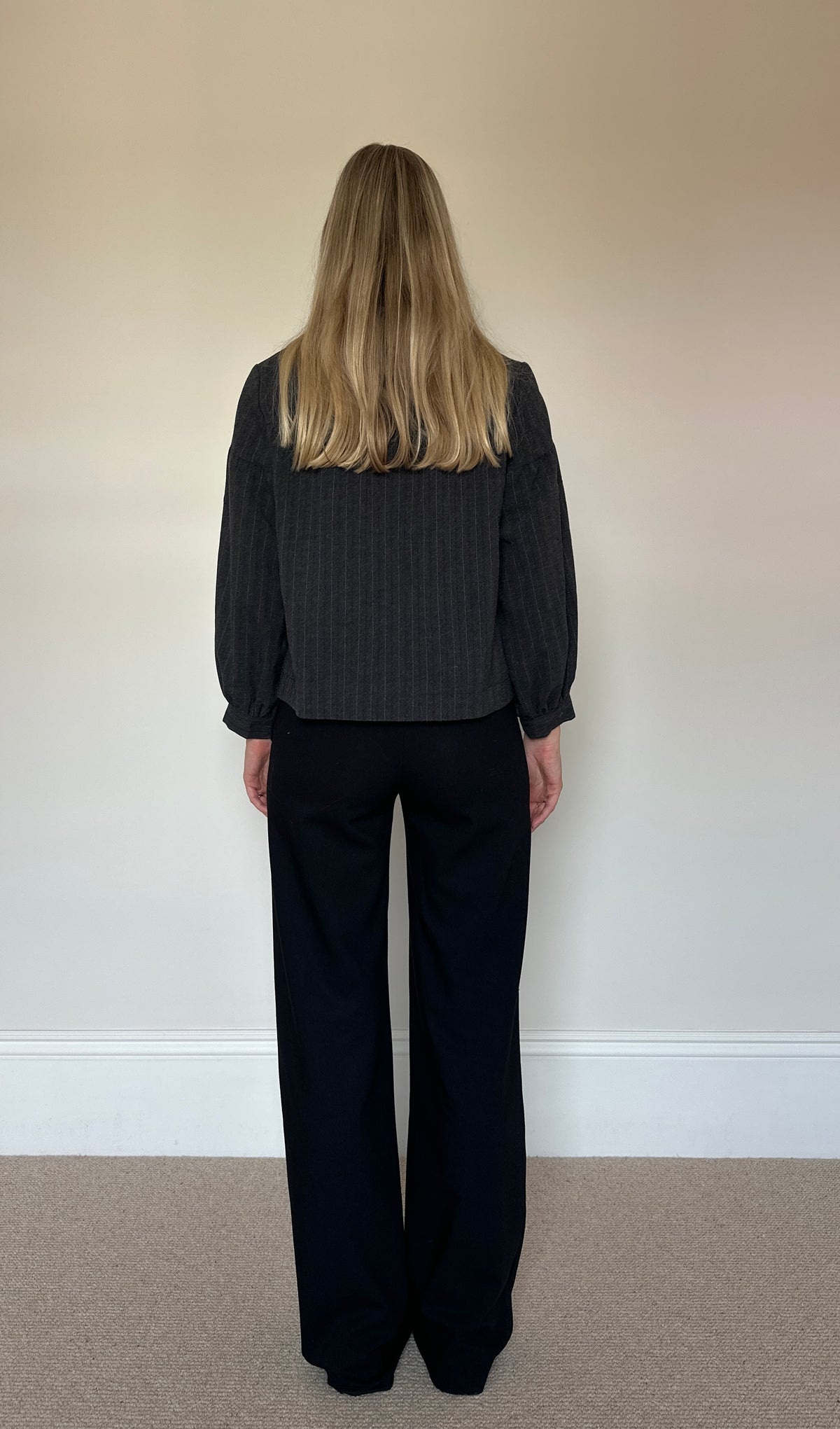 Vintage charcoal pinstripe pea coat
