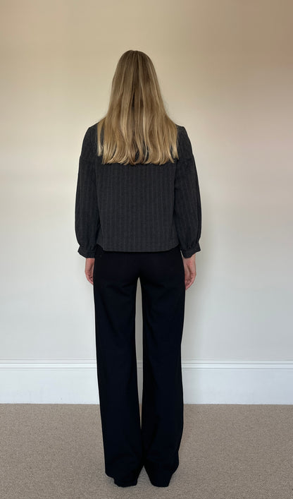 Vintage charcoal pinstripe pea coat