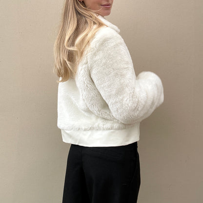 White faux fur jacket