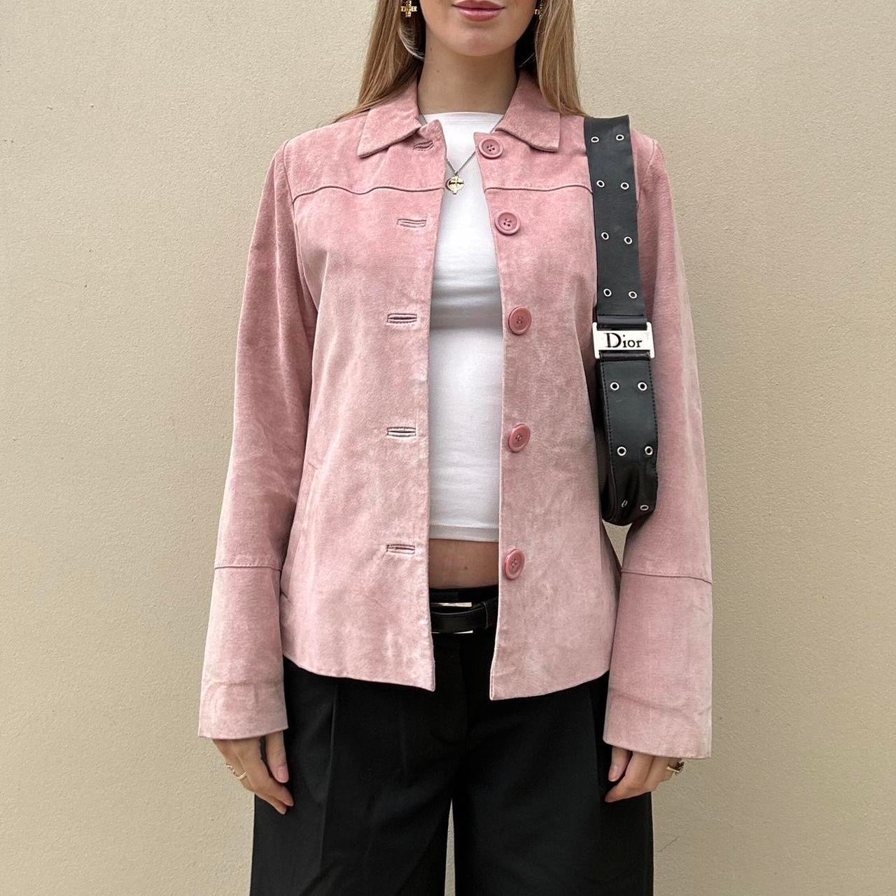 Vintage 90s pink suede jacket