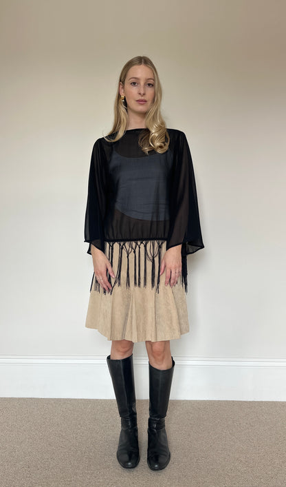 Vintage Chiffon Tassle Shrug