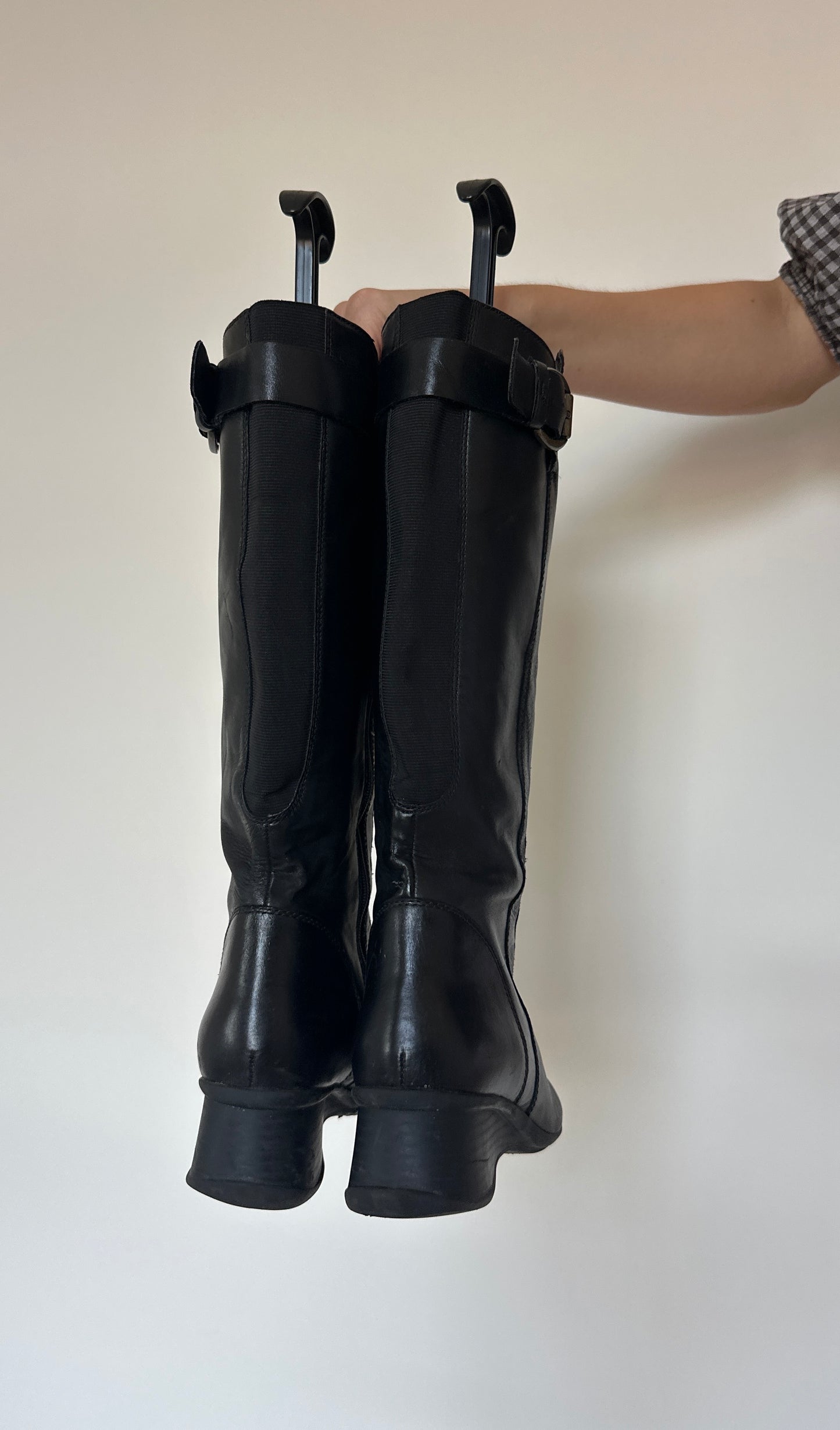 Vintage buckle leather boots