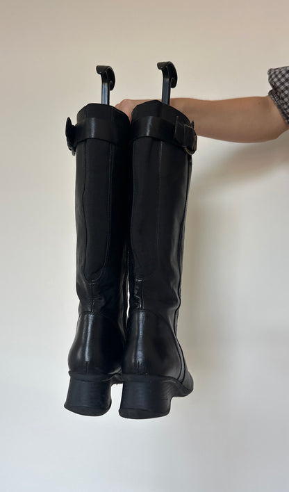 Vintage buckle leather boots