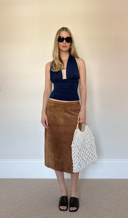 Vintage caramel suede skirt