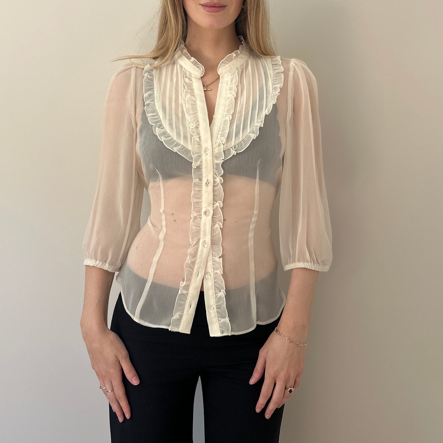 Vintage sheer frill blouse