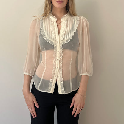 Vintage sheer frill blouse