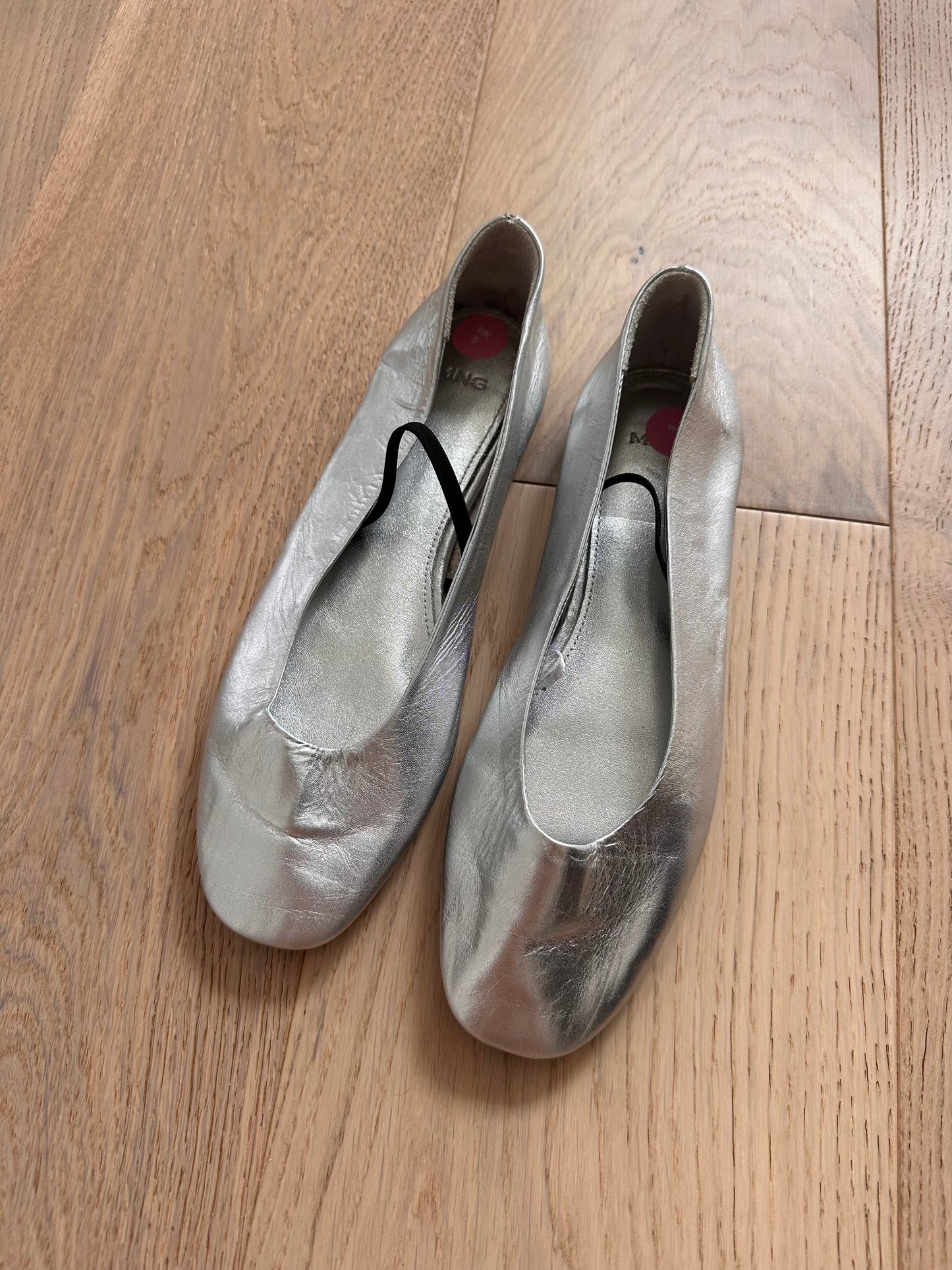 SALE silver leather ballet flats