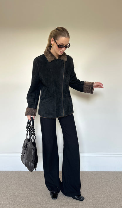 Vintage suede asymmetrical jacket