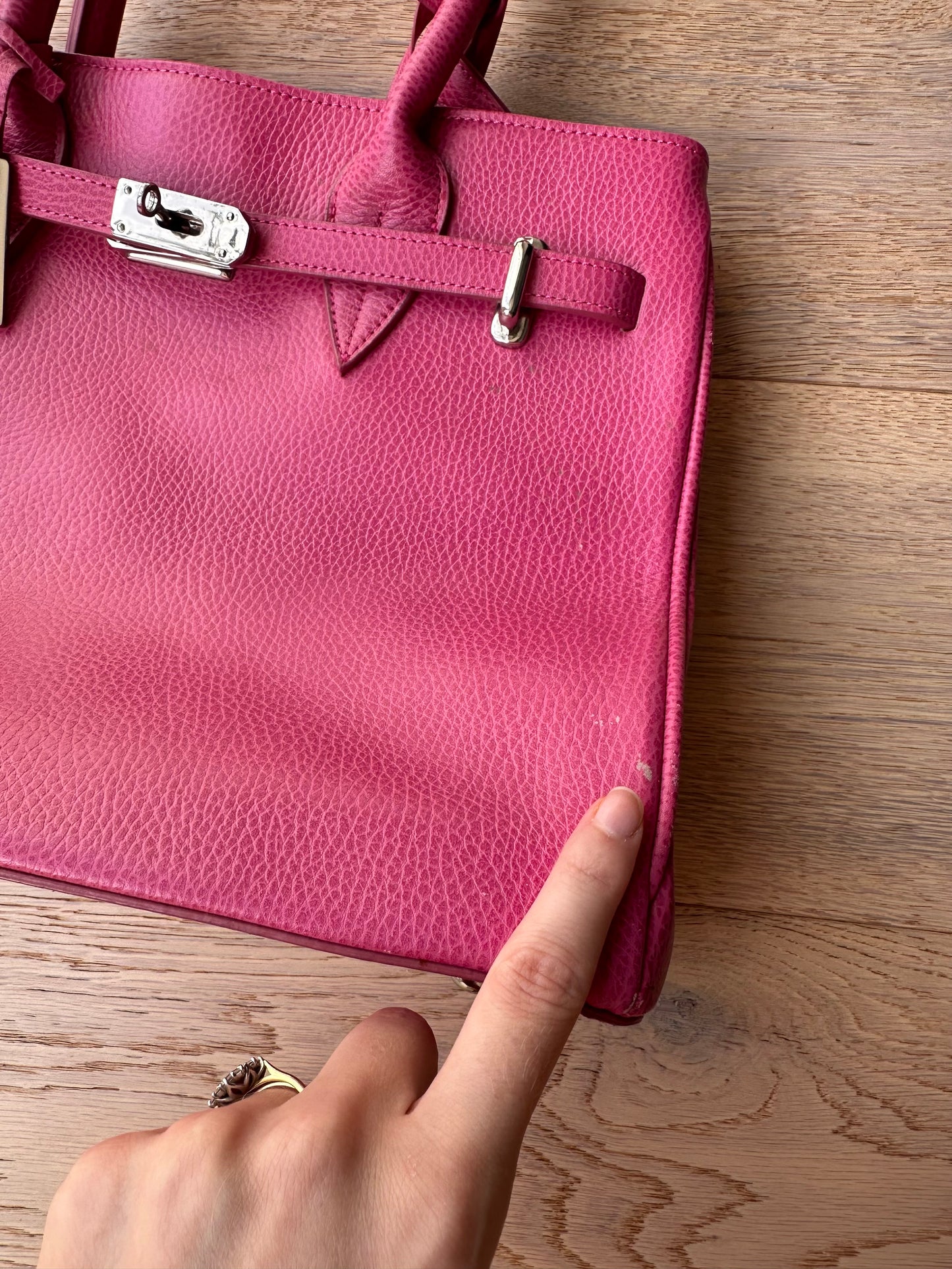 Vintage pink firkin bag
