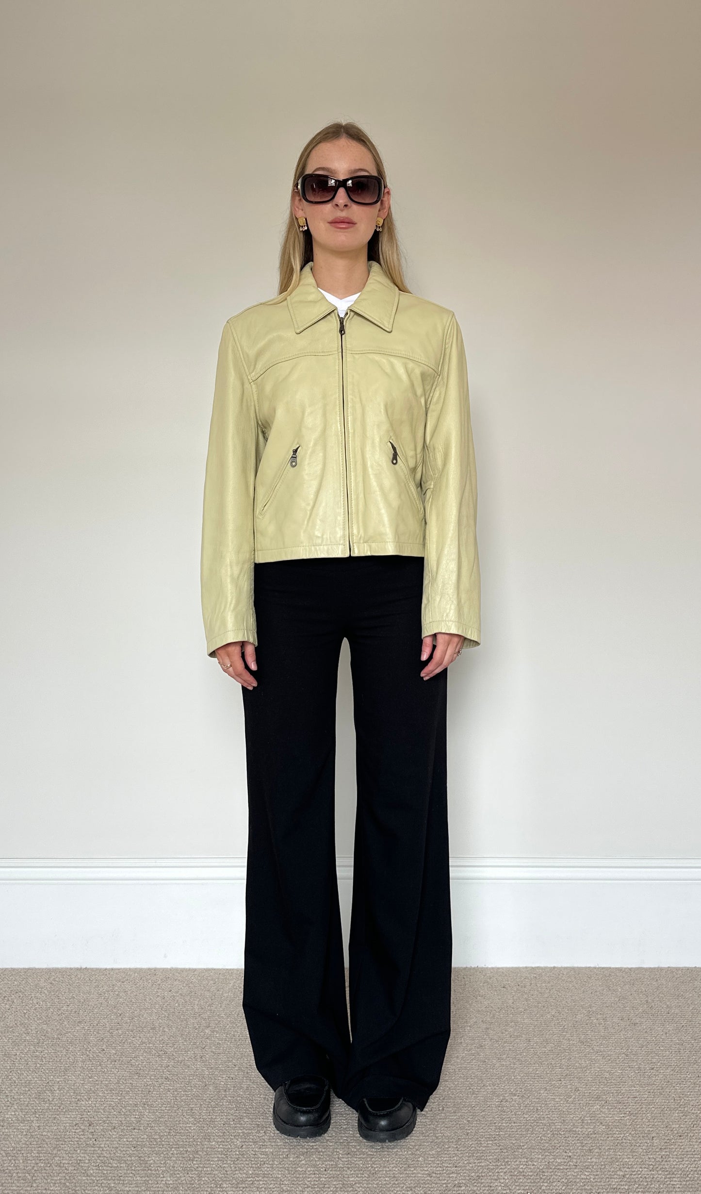 Vintage Cream leather Jacket