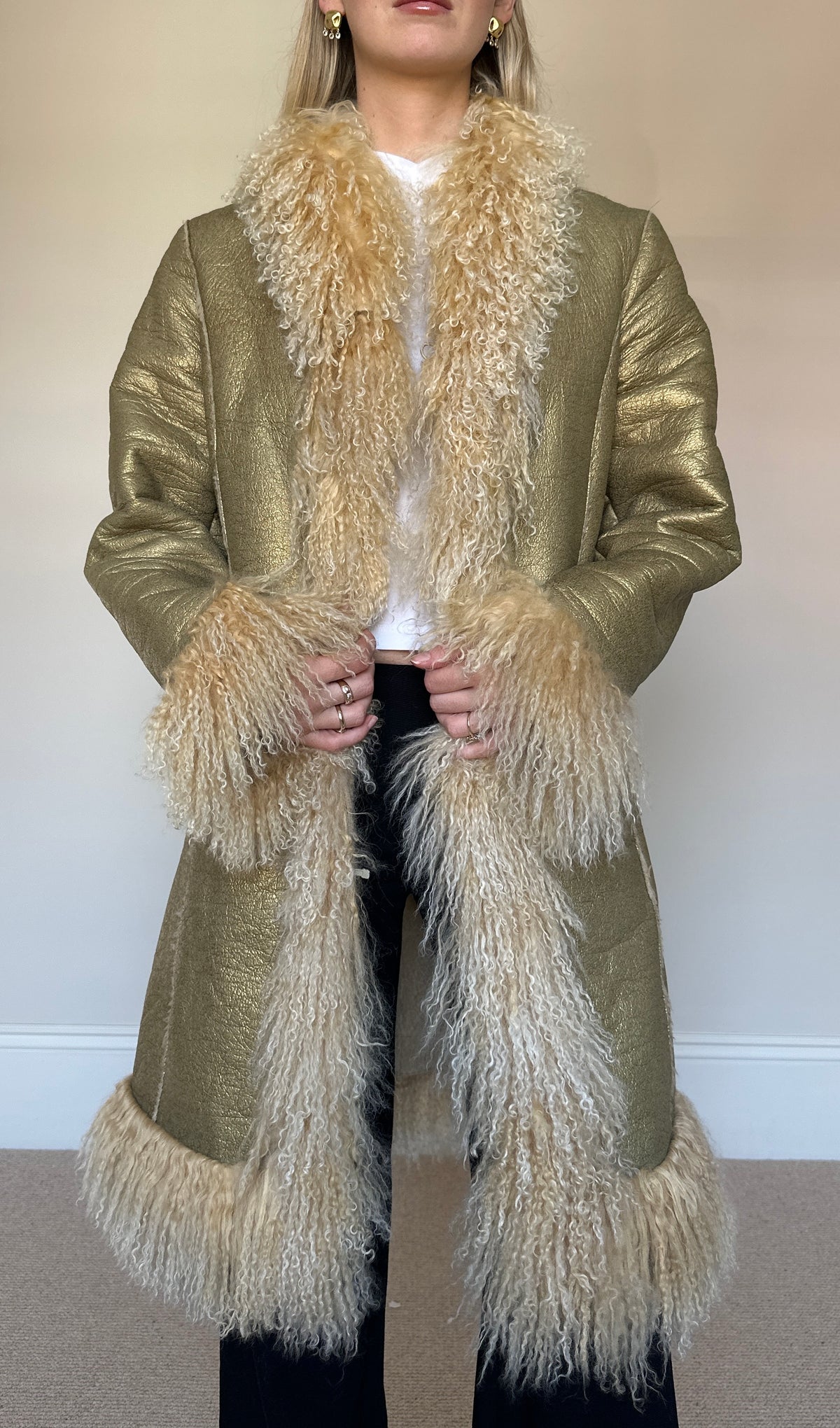 Vintage Mongolian fur gold coat