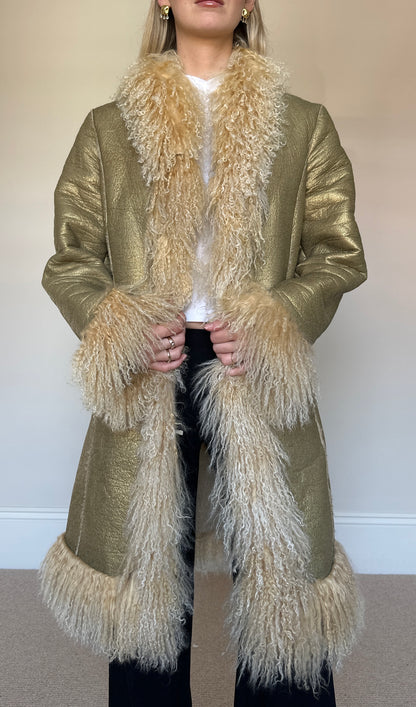 Vintage Mongolian fur gold coat