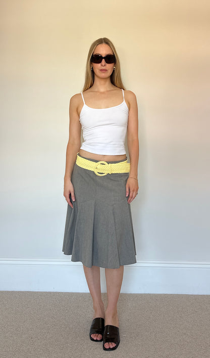 Vintage grey skirt & butter yellow belt