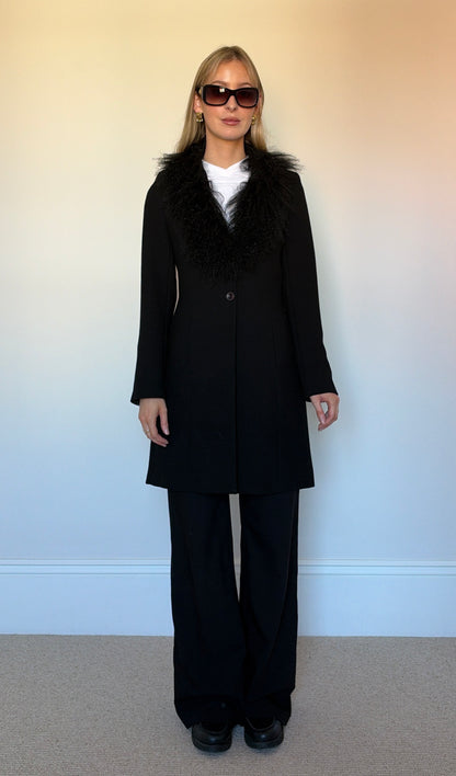 Vintage black mongolian fur coat