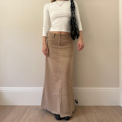 Vintage sand denim maxi skirt