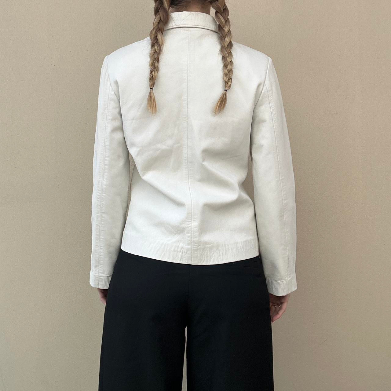 Vintage 00s white leather jacket