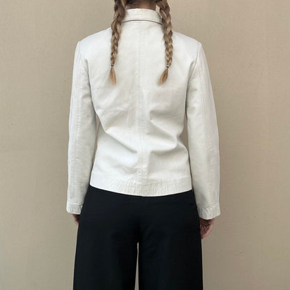 Vintage 00s white leather jacket