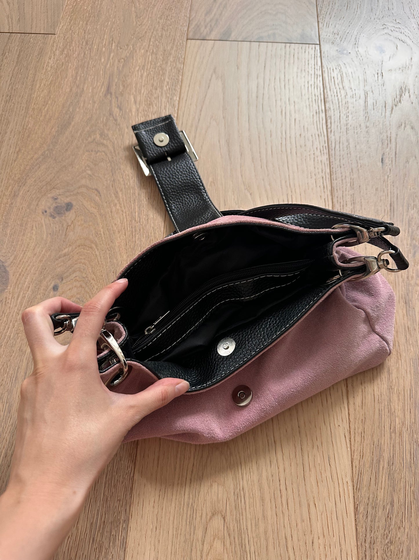 SALE vintage pink suede bag