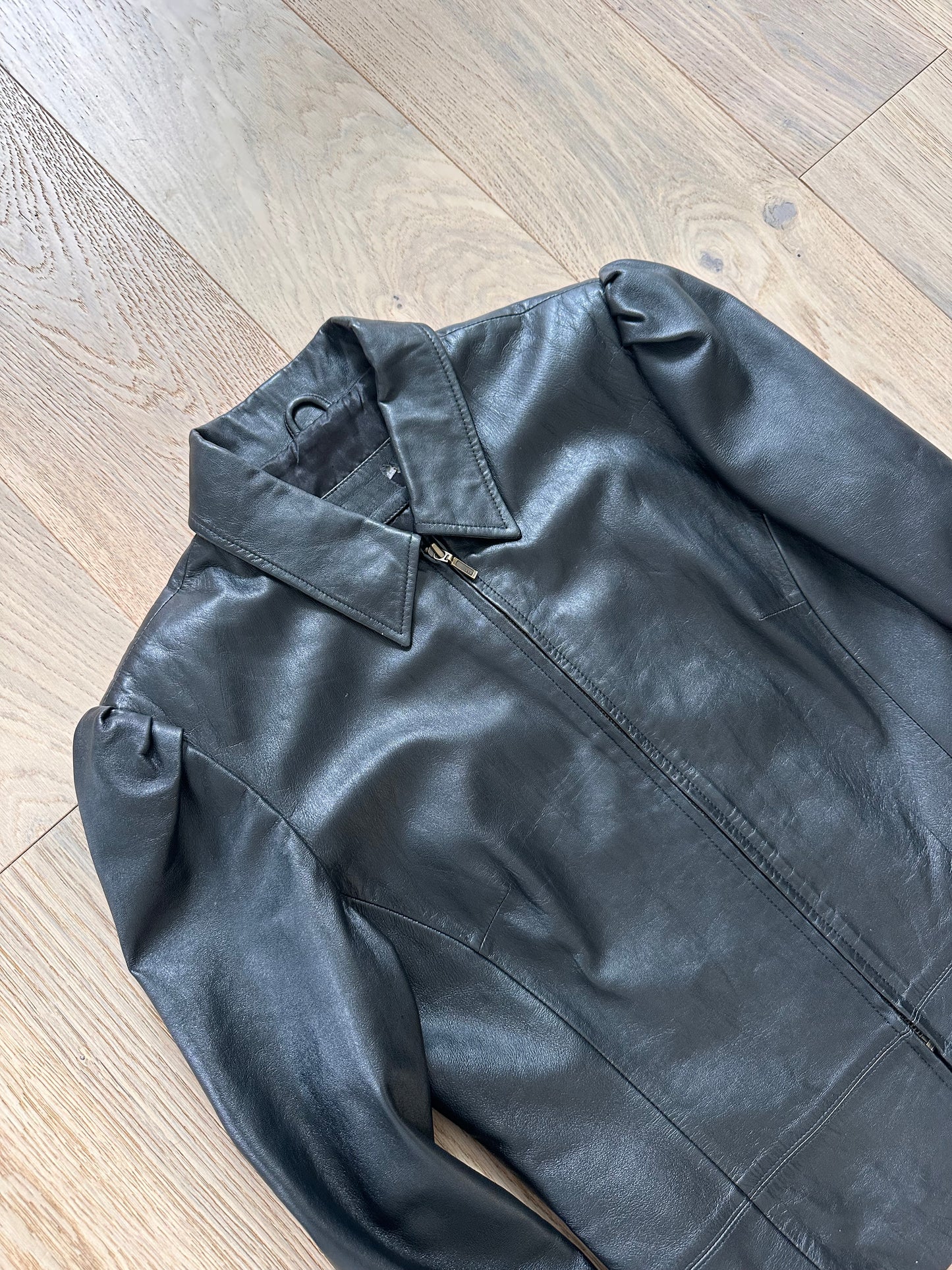 SALE vintage leather puff sleeve jacket