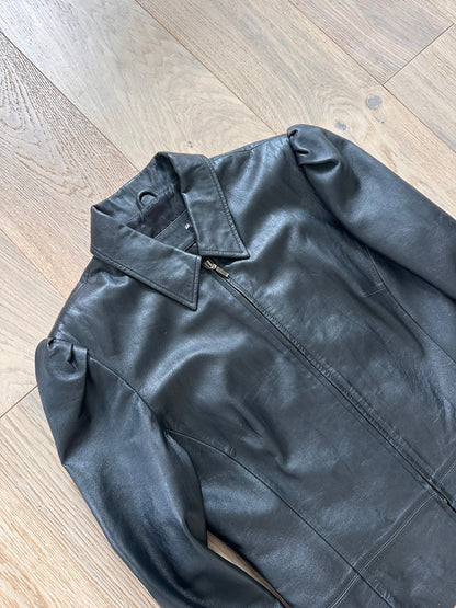 SALE vintage leather puff sleeve jacket