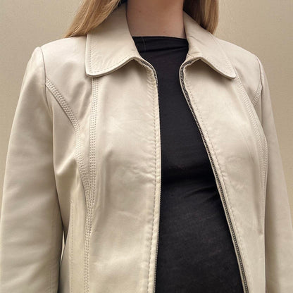 Vintage cream leather jacket