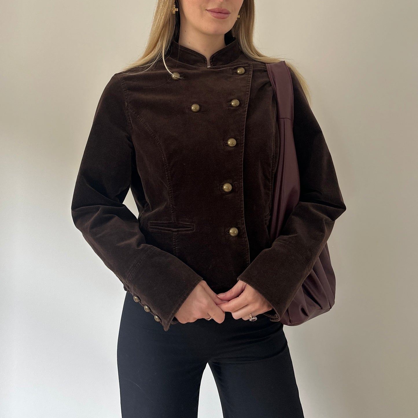 Vintage brown velvet military jacket