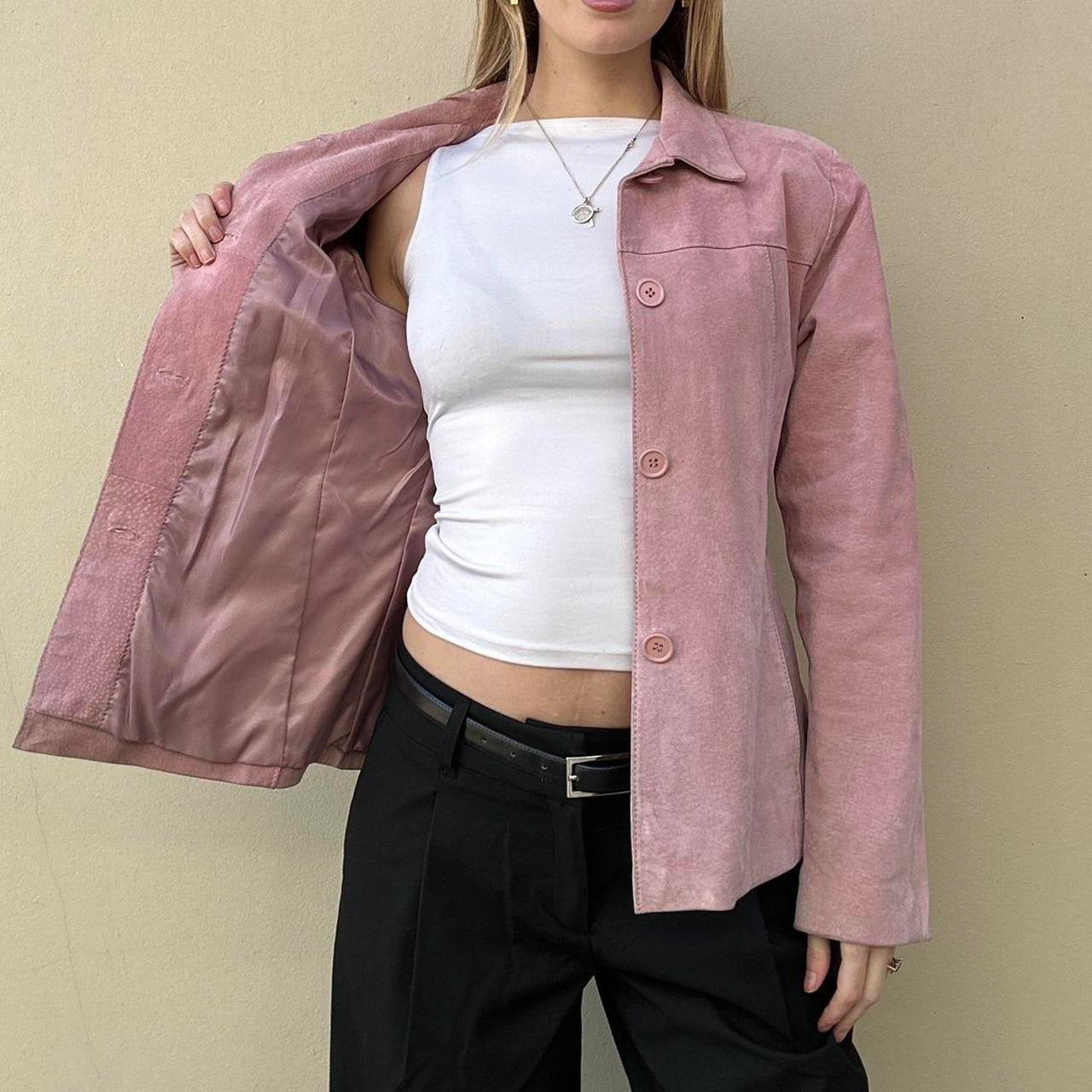 Vintage 00s pink suede jacket