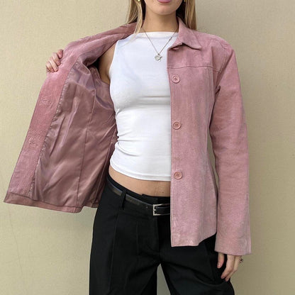 Vintage 00s pink suede jacket