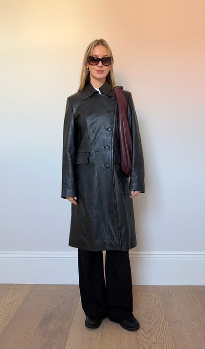 Vintage leather asymmetrical jacket