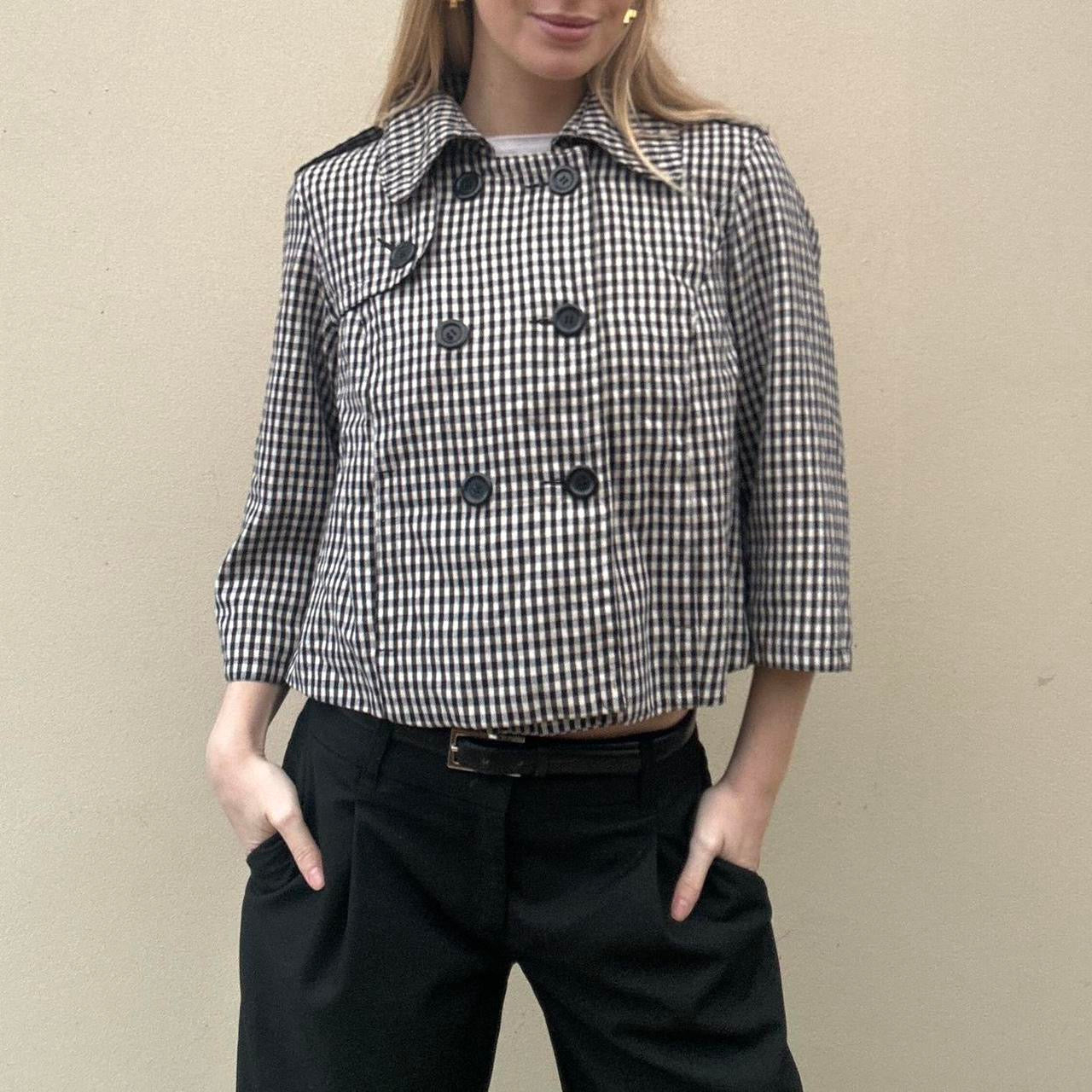 Vintage gingham pea coat