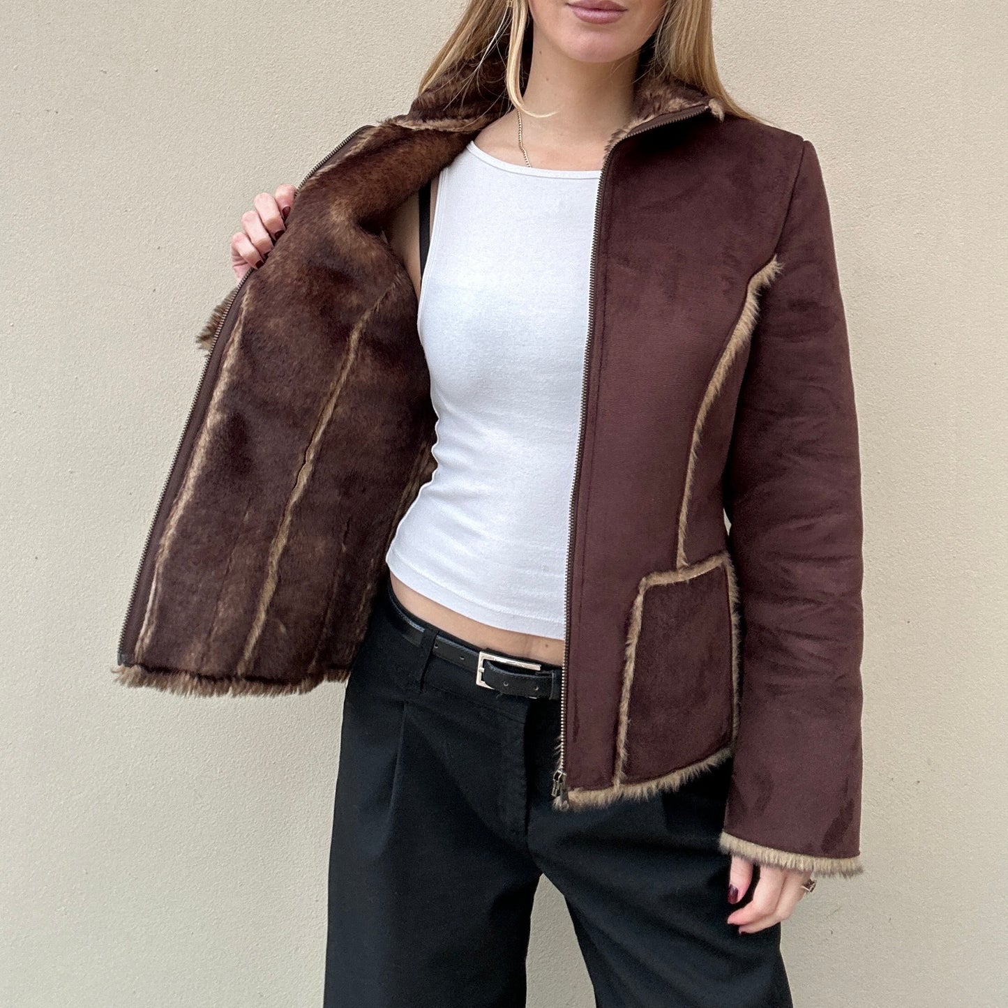 Faux suede brown jacket