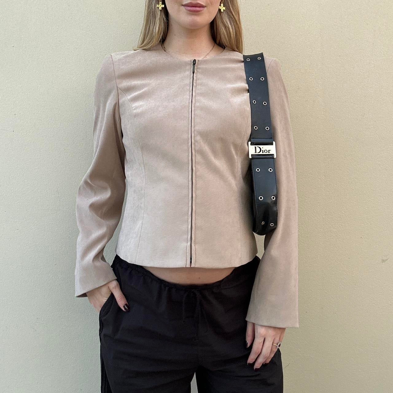 Vintage 00s beige faux suede jacket