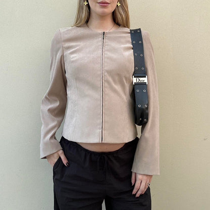 Vintage 00s beige faux suede jacket
