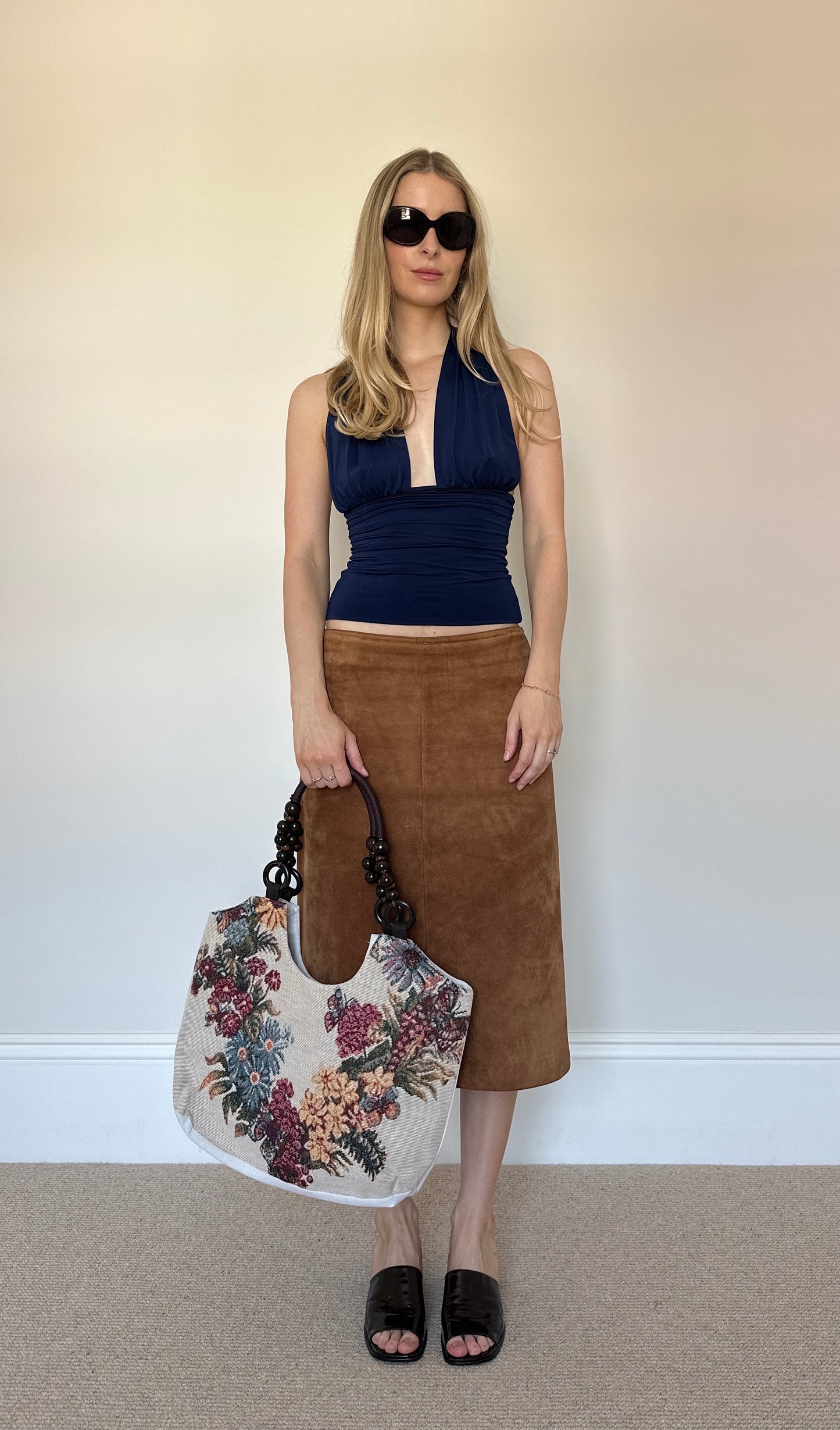 Vintage caramel suede skirt