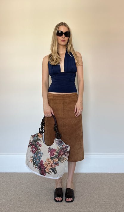 Vintage caramel suede skirt