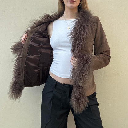 Vintage 00s chocolate brown afghan coat