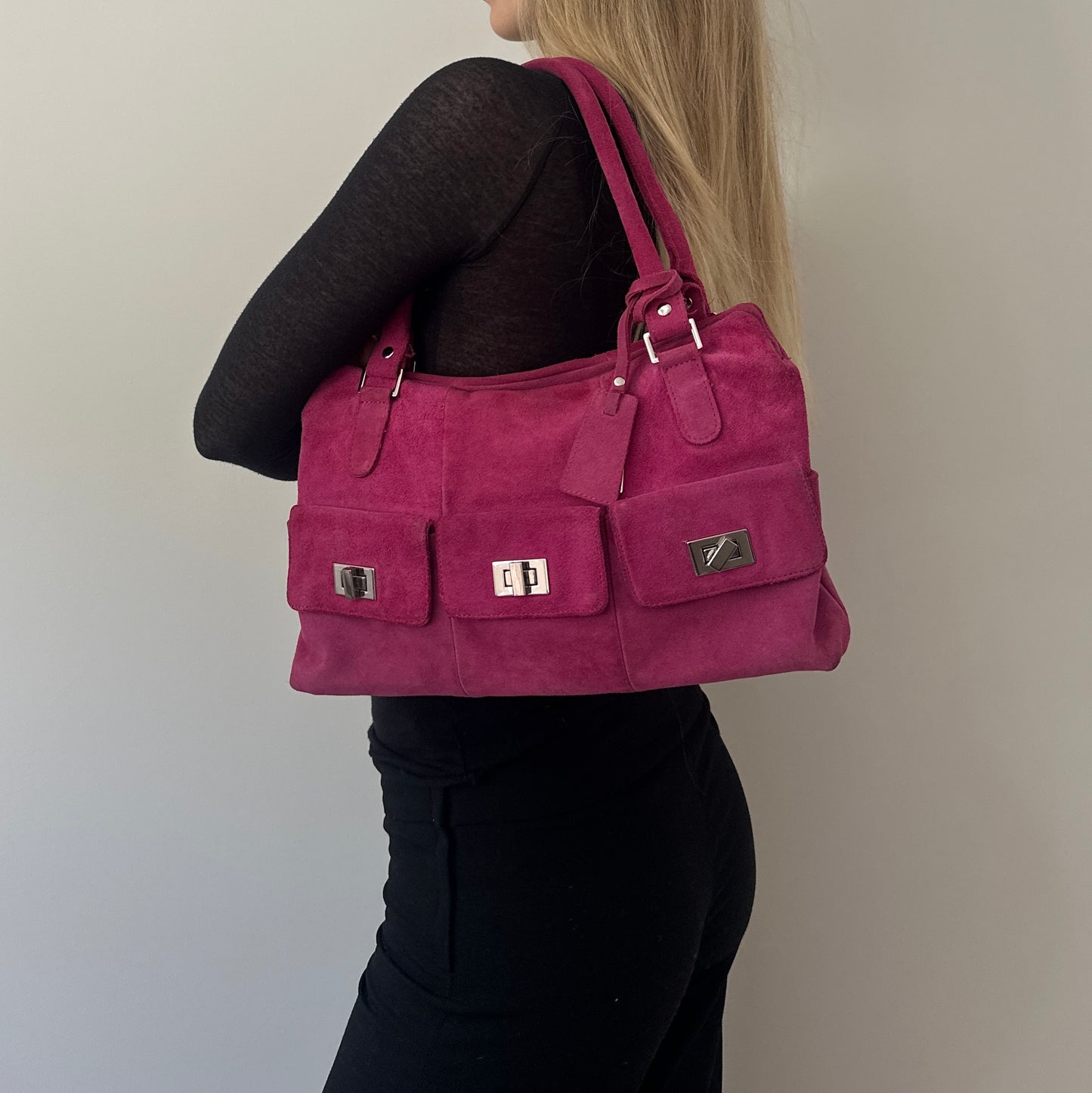 Vintage pink suede bag