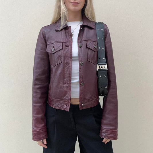 Vintage 00s burgundy leather jacket