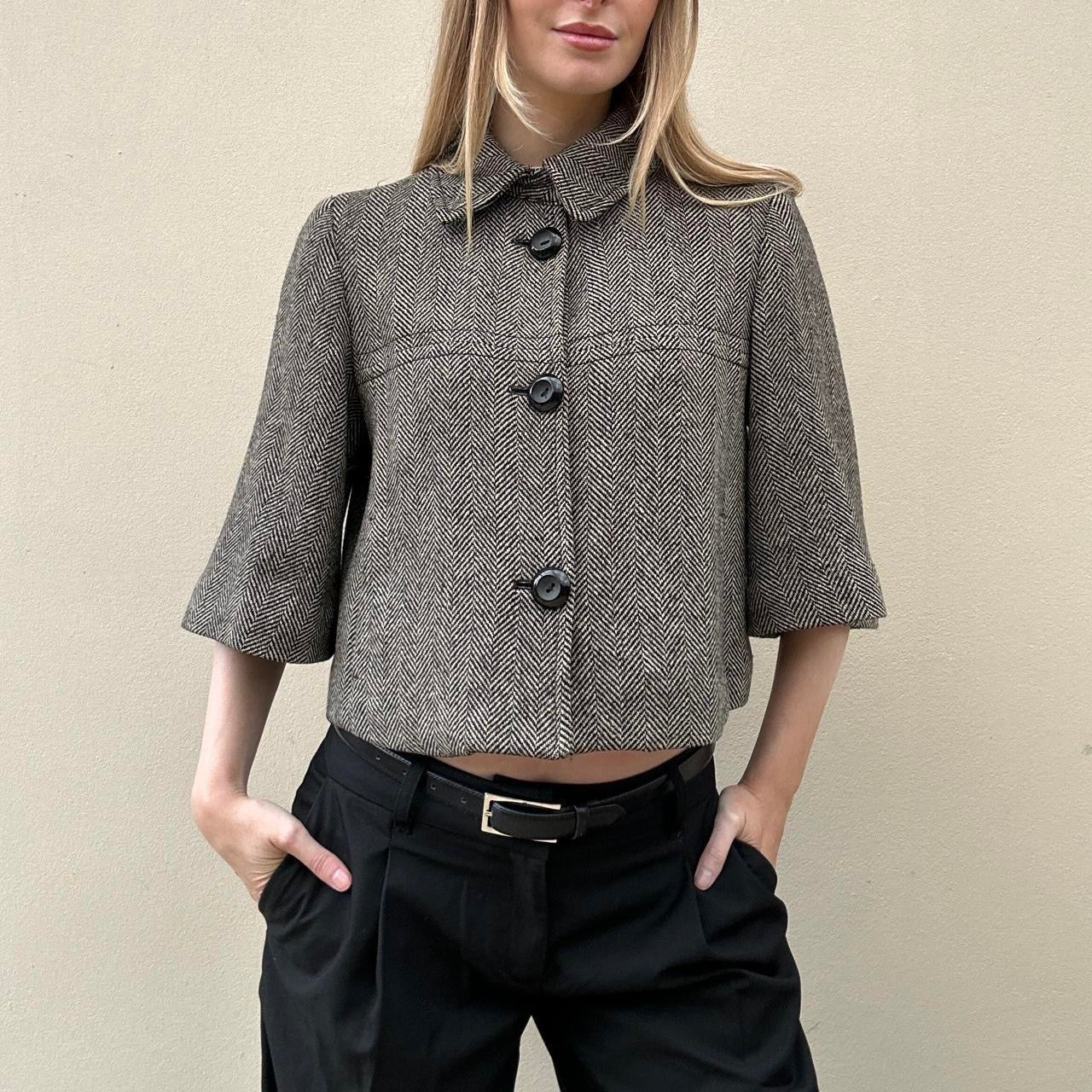 Vintage 00s herringbone pea coat