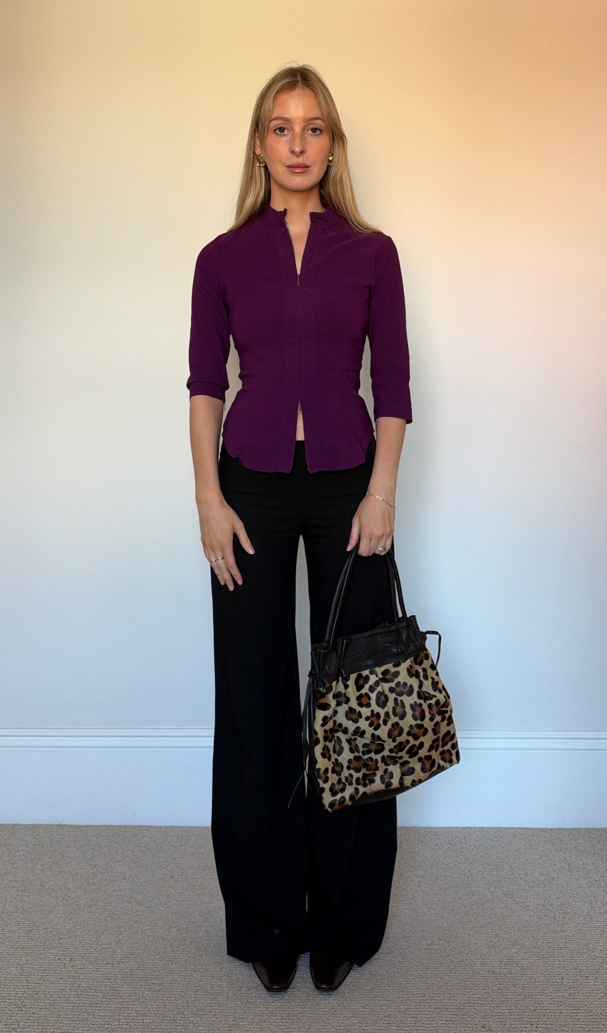 Vintage leopard skin leather bag