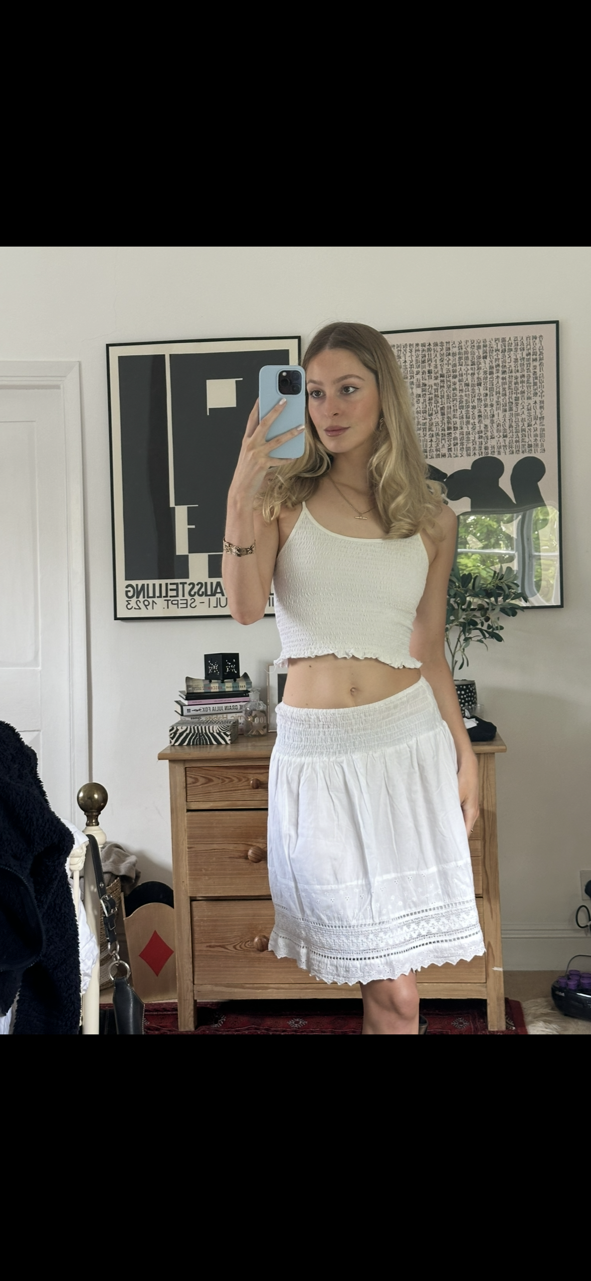 SALE Vintage white midi skirt