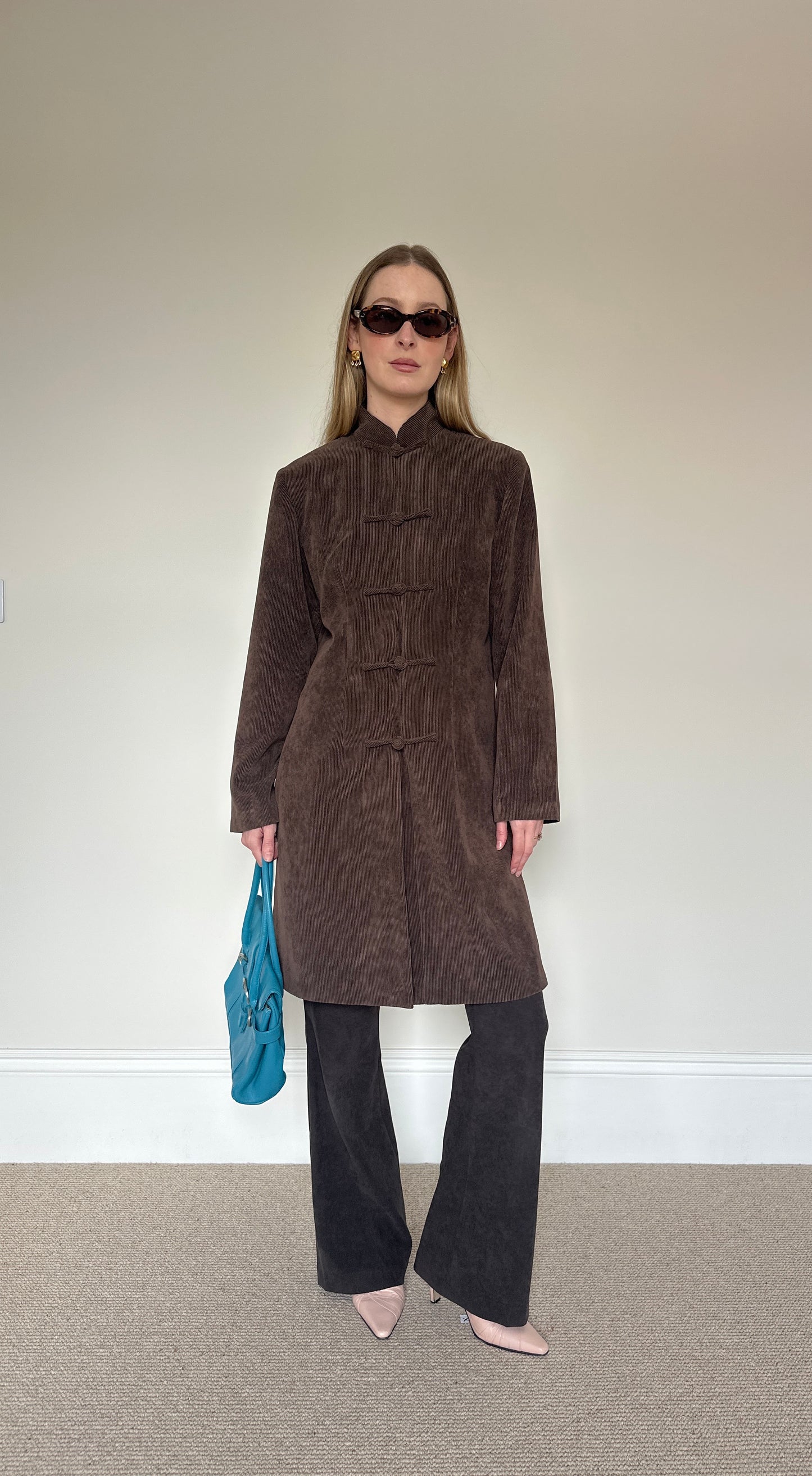 Vintage brown frog clasp jacket
