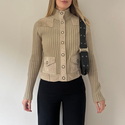 Vintage suede & knit jumper jacket