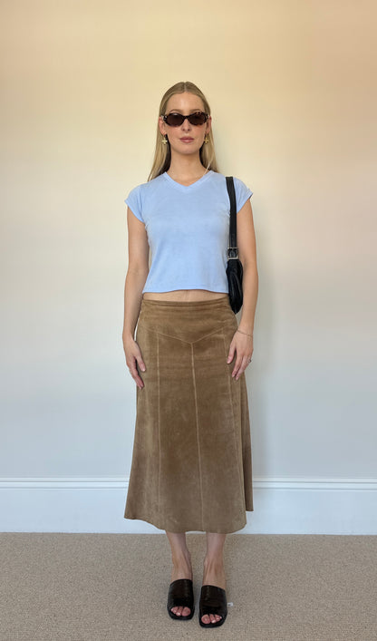 Vintage real suede skirt