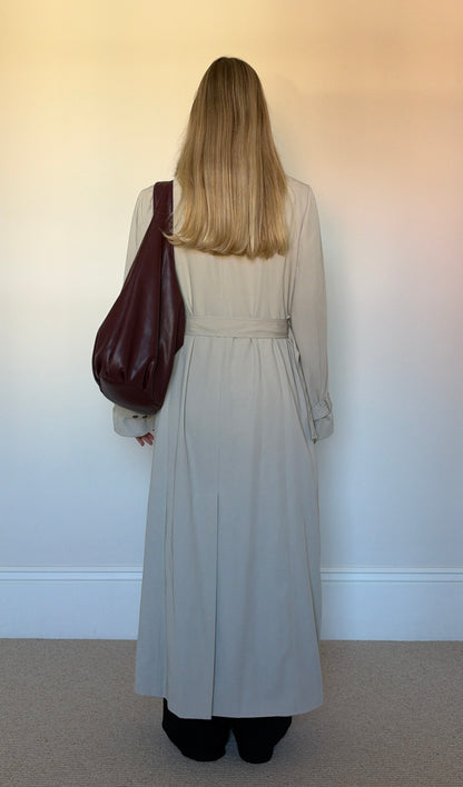 Vintage full length trench coat with fur collar