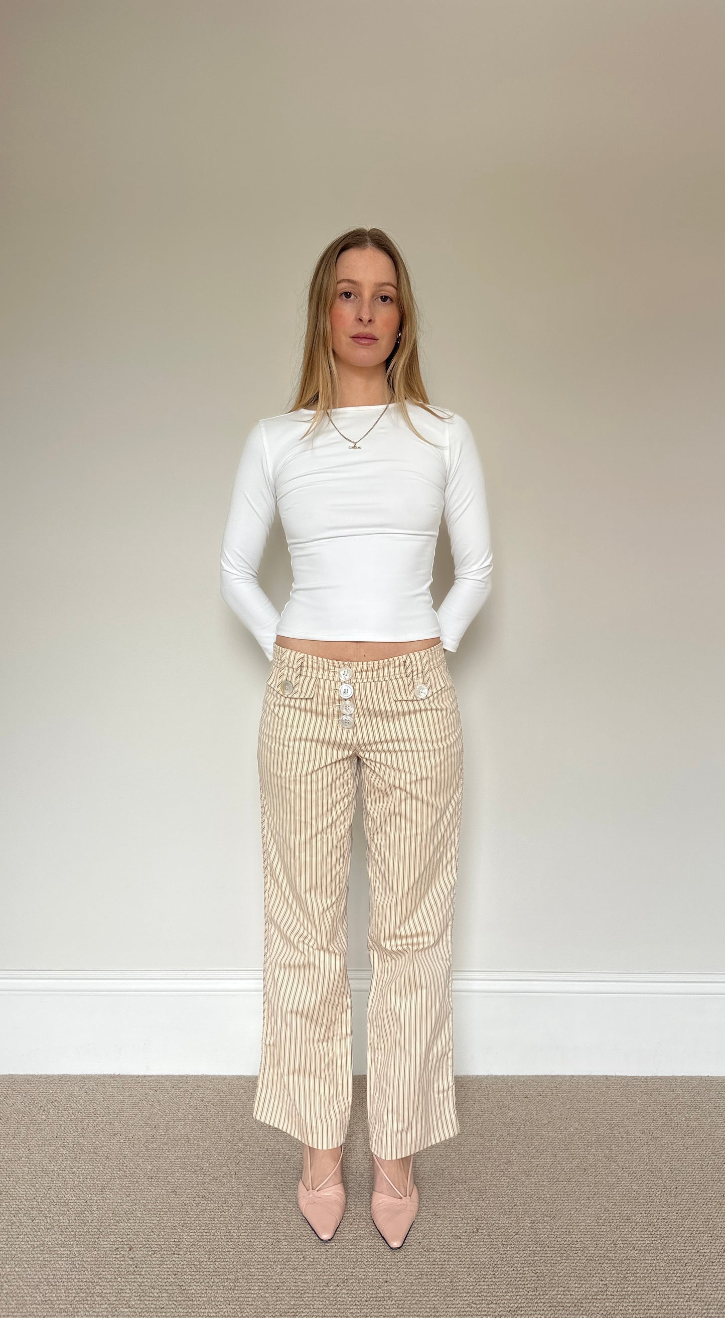Vintage stripe mother of pearl trousers