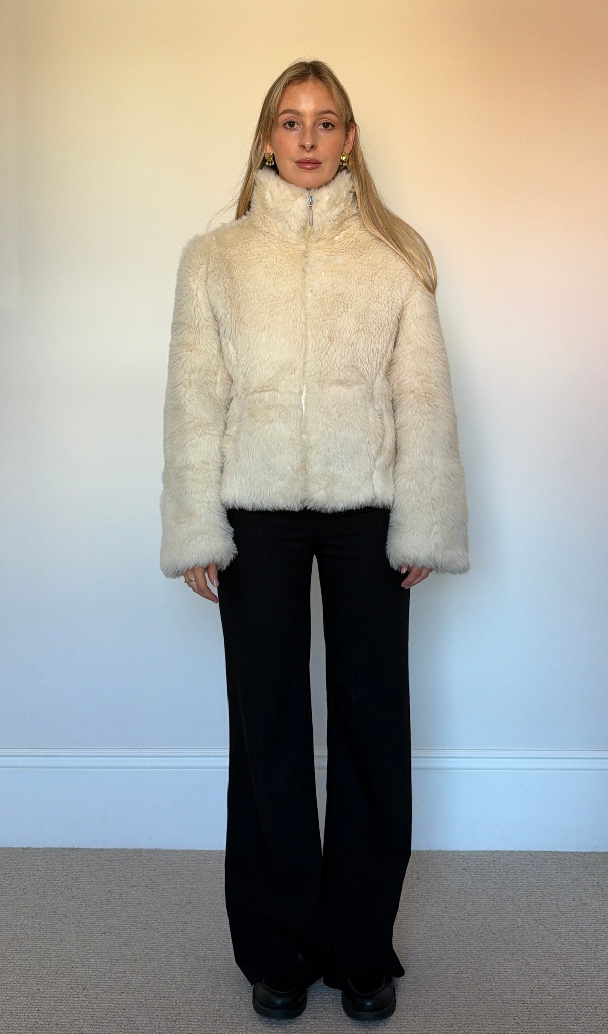 Vintage white faux fur jacket