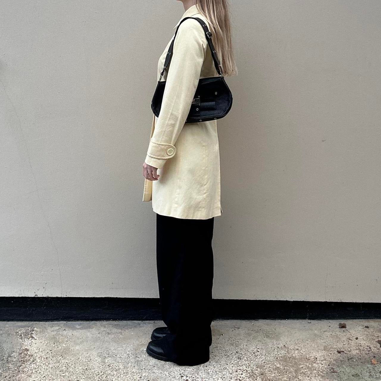 Vintage butter yellow pea trench coat